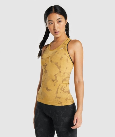 Yellow Gymshark Adapt Camo Seamless Women's Tank Tops | US-71RYDUJ