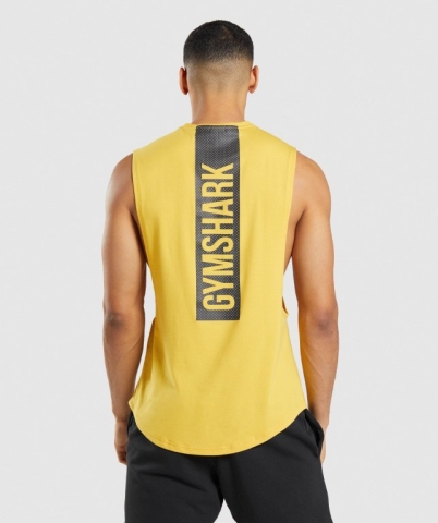 Yellow Gymshark Bold Drop Arm Men's Tank Tops | US-89BHETK