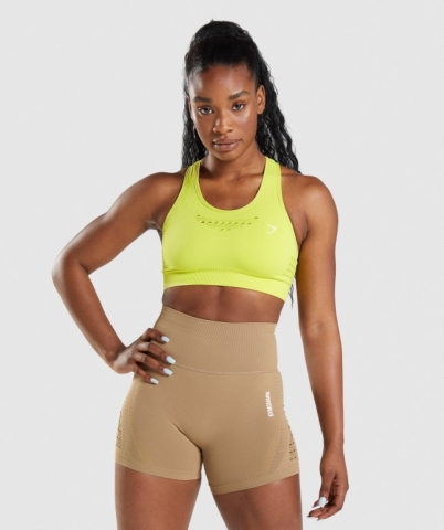 Yellow Gymshark Energy Seamless Women's Sports Bra | US-03SQKHL