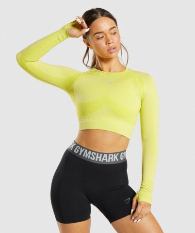 Yellow Gymshark Flex Sports Crop Top Women's Sweatshirts | US-31KOPDQ