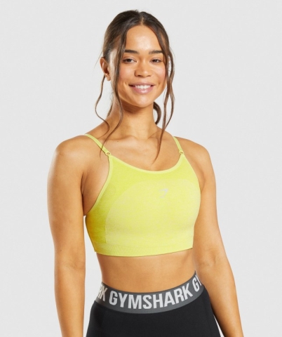 Yellow Gymshark Flex Strappy Women's Sports Bra | US-03QPEVX