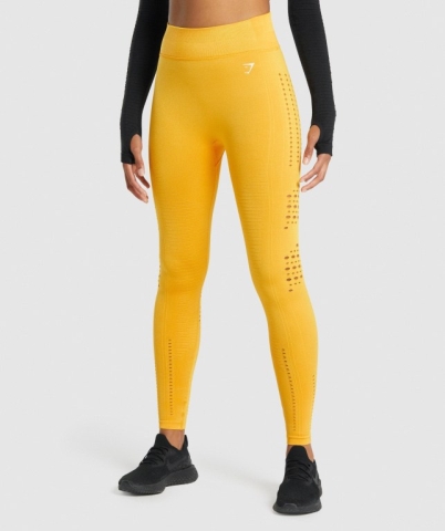 Yellow Gymshark Glow Seamless Tights High Waisted Women's Leggings | US-82HEIVT