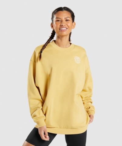 Yellow Gymshark Legacy Graphic Sweatshirt Women's Hoodies | US-20CESYW