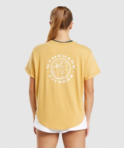 Yellow Gymshark Legacy Graphic Women's T Shirts | US-16YHCWE