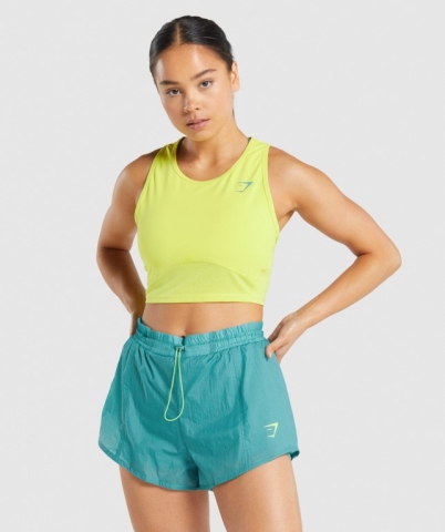 Yellow Gymshark Pulse Crop Women's Tank Tops | US-89VZRPF