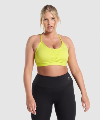 Yellow Gymshark Ruched Training Women's Sports Bra | US-63YETDN