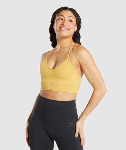 Yellow Gymshark Studio Seamless Women's Sports Bra | US-73EXFJU