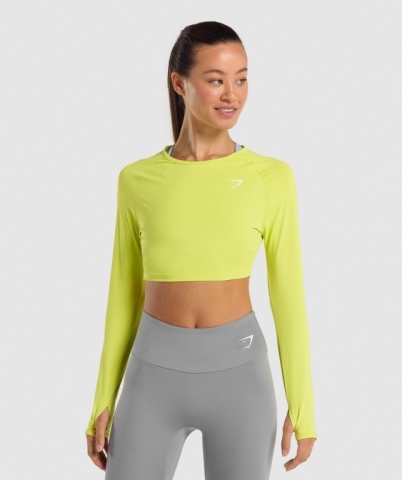 Yellow Gymshark Training Crop Top Women's T Shirts | US-73DVERC