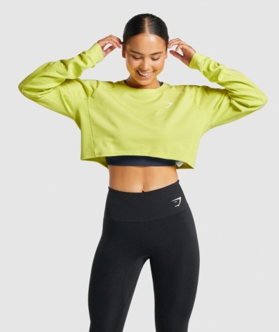 Yellow Gymshark Training Cropped Sweater Women's Hoodies | US-58IHGTX