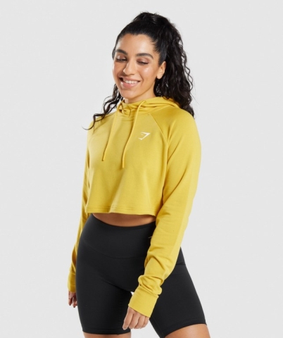 Yellow Gymshark Training Cropped Women's Hoodies | US-25SUEQG