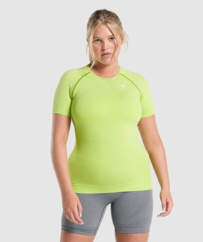 Yellow Gymshark Vital Seamless 2.0 Women's T Shirts | US-32HJWDE