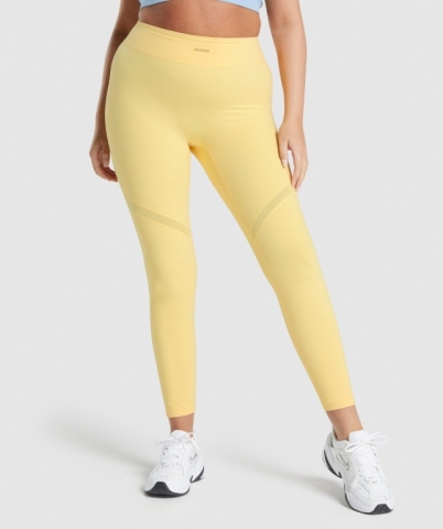 Yellow Gymshark Whitney Mesh High Waisted Women's Leggings | US-02XROPA