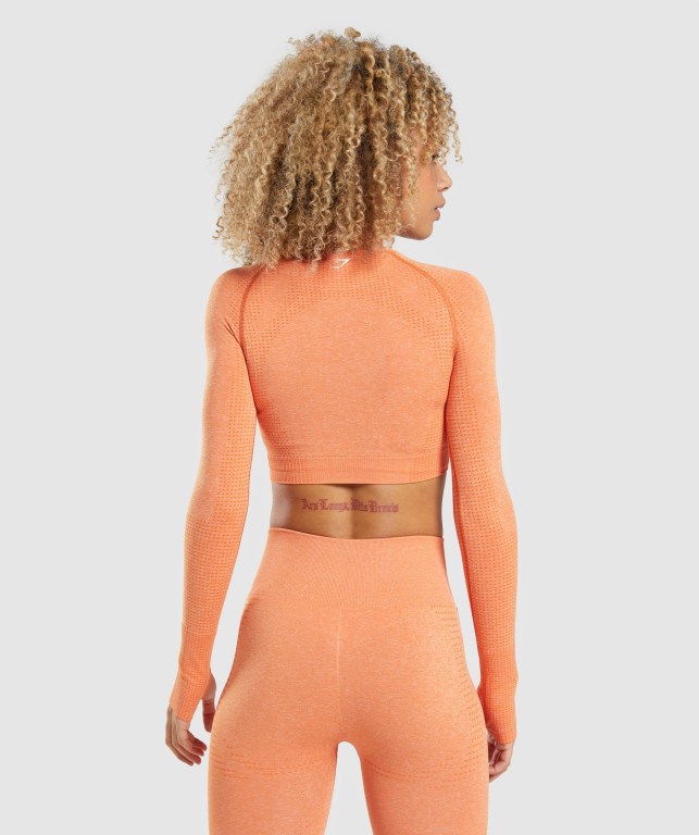 Apricot Orange Gymshark Vital Seamless 2.0 Crop Top Women's Sweatshirts | US-17ZYBEO