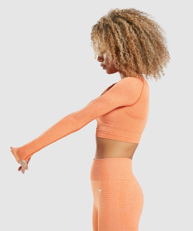 Apricot Orange Gymshark Vital Seamless 2.0 Crop Top Women's Sweatshirts | US-17ZYBEO