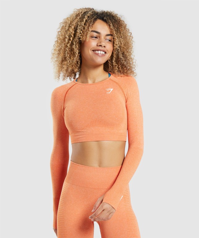 Apricot Orange Gymshark Vital Seamless 2.0 Crop Top Women\'s Sweatshirts | US-17ZYBEO