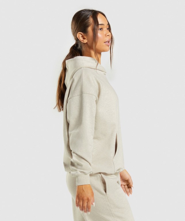 Beige Gymshark Rest Day Sweats Women's Hoodies | US-10WRVNU