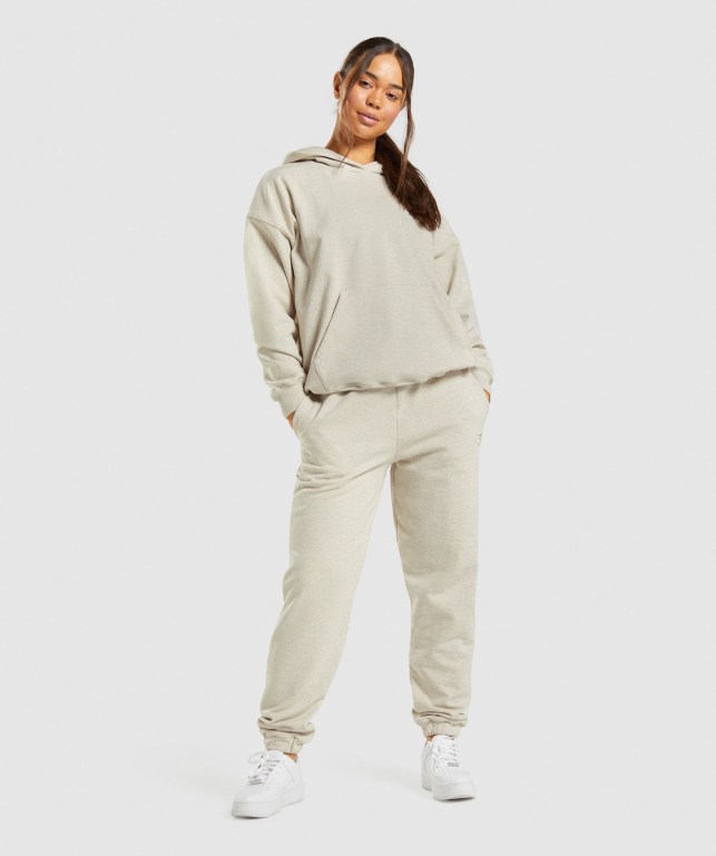 Beige Gymshark Rest Day Sweats Women's Hoodies | US-10WRVNU