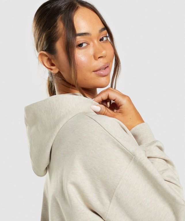 Beige Gymshark Rest Day Sweats Women's Hoodies | US-10WRVNU