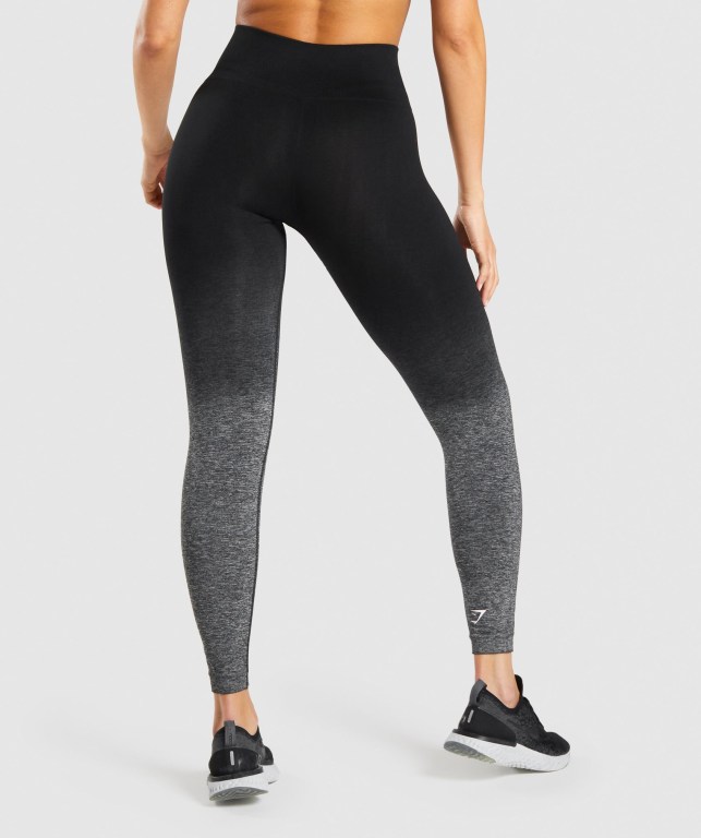 Black / Black Gymshark Adapt Ombre Seamless High Waisted Women's Leggings | US-59OIESZ