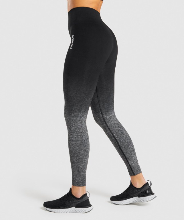 Black / Black Gymshark Adapt Ombre Seamless High Waisted Women's Leggings | US-59OIESZ