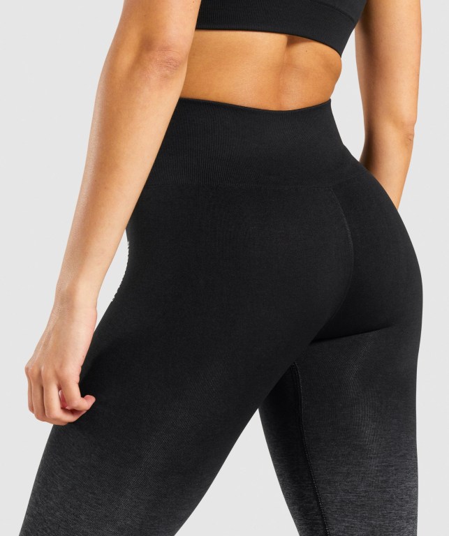 Black / Black Gymshark Adapt Ombre Seamless High Waisted Women's Leggings | US-59OIESZ