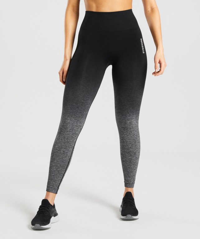 Black / Black Gymshark Adapt Ombre Seamless High Waisted Women\'s Leggings | US-59OIESZ