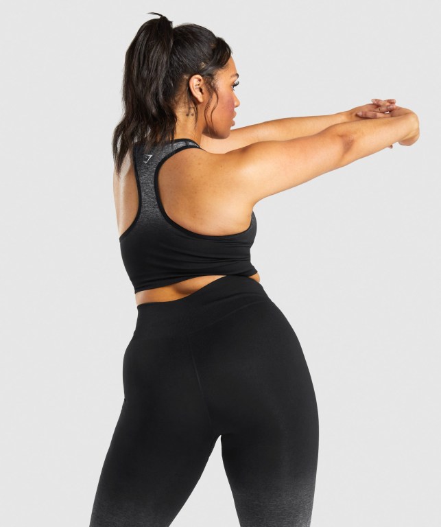 Black / Black Gymshark Adapt Ombre Seamless Women's Sports Bra | US-80WJBVO