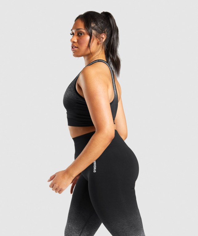 Black / Black Gymshark Adapt Ombre Seamless Women's Sports Bra | US-80WJBVO