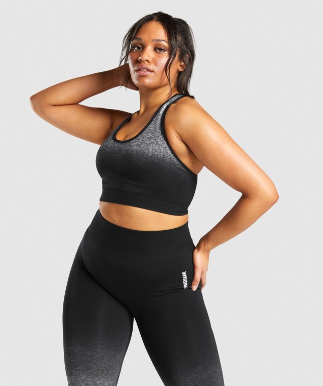 Black / Black Gymshark Adapt Ombre Seamless Women\'s Sports Bra | US-80WJBVO