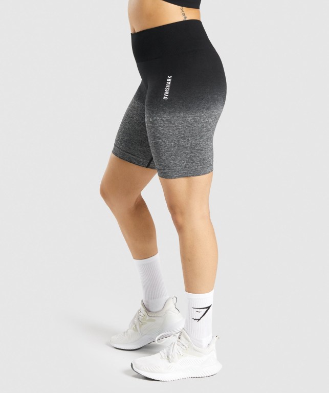 Black / Black Gymshark Adapt Ombre Seamless Women's Shorts | US-94SNUYE