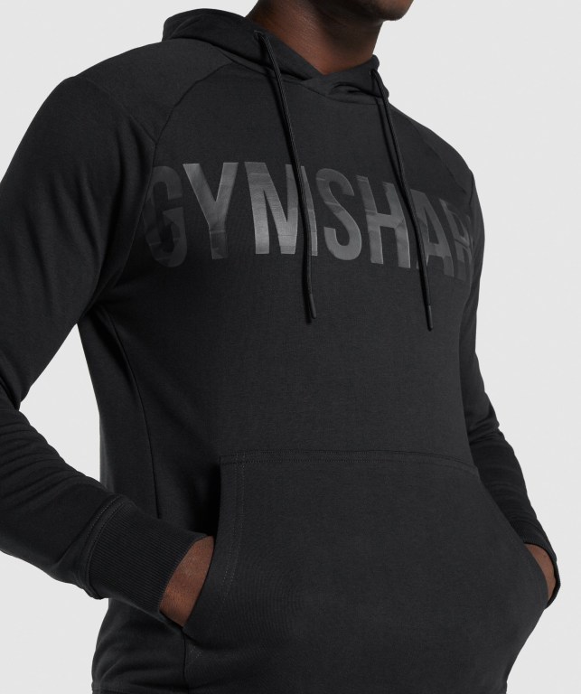 Black / Black Gymshark Bold Men's Hoodies | US-70BGACF