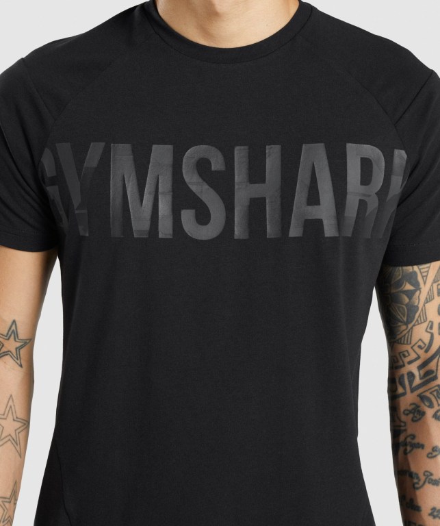 Black / Black Gymshark Bold Men's T Shirts | US-17ZHNKL