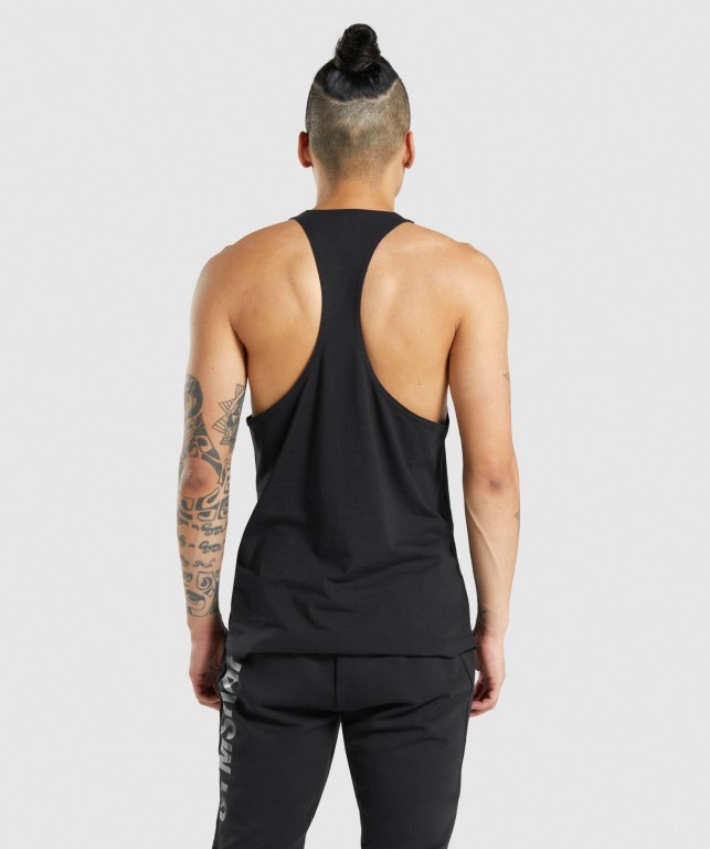 Black / Black Gymshark Bold Men's Tank Tops | US-53ECKHF