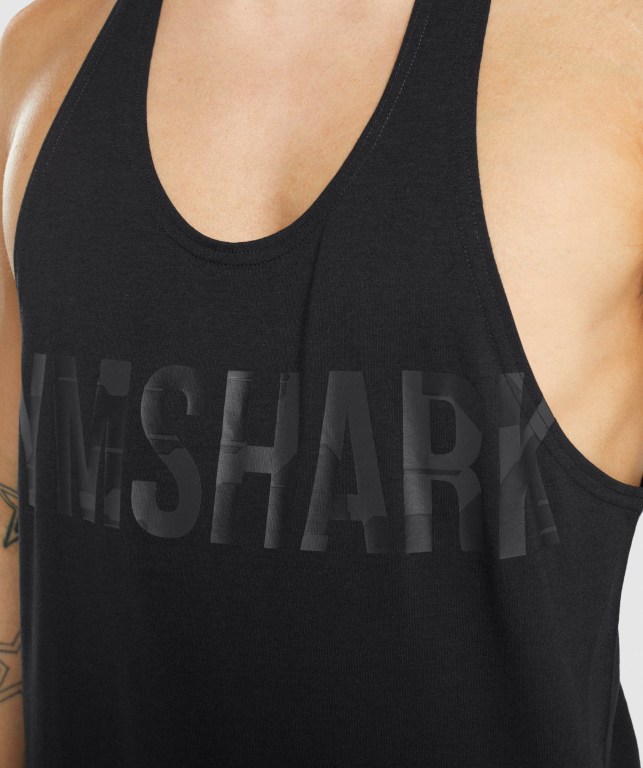 Black / Black Gymshark Bold Men's Tank Tops | US-53ECKHF