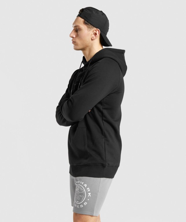 Black / Black Gymshark Legacy Men's Hoodies | US-73TGFVB