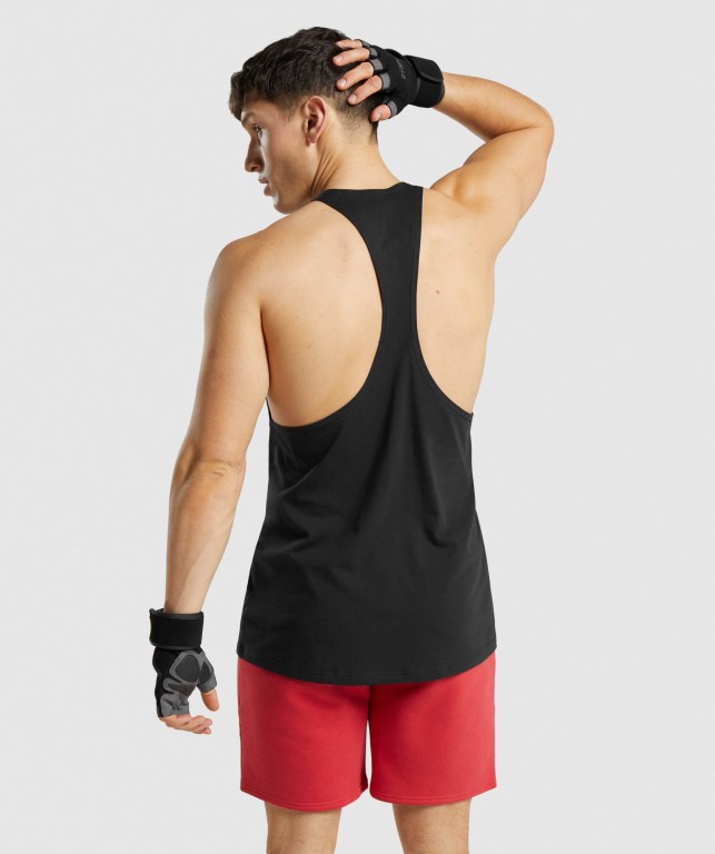 Black / Black Gymshark Legacy Men's Tank Tops | US-31BTWUP