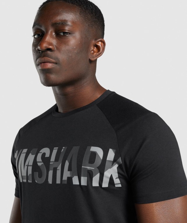 Black / Camo Gymshark Bold Men's T Shirts | US-29MDZTN