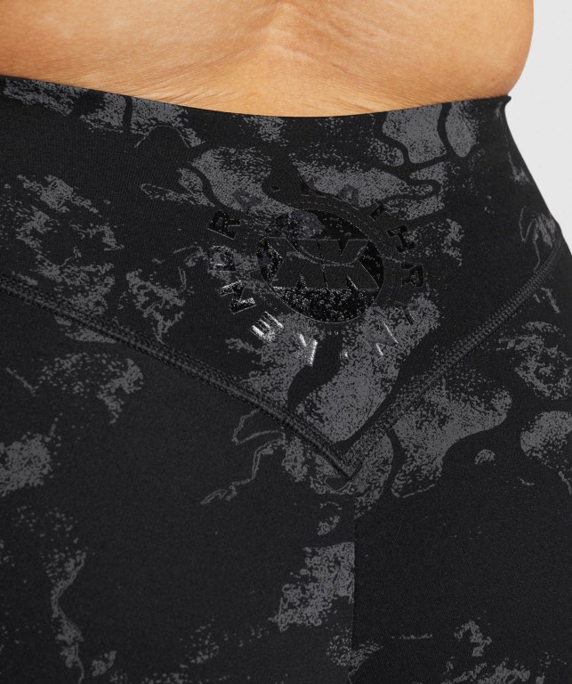 Black Camo Gymshark KK Fit 7/8 High Waisted Women's Leggings | US-87FVNKB