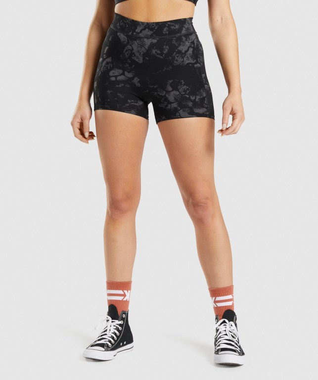 Black Camo Gymshark KK Fit Women\'s Shorts | US-74LWRDX