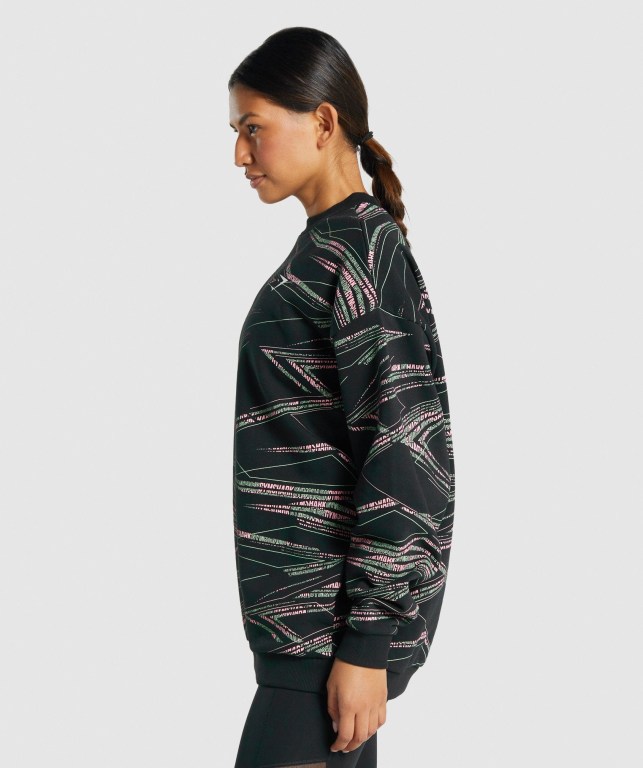 Black / Green Gymshark Zone Graphic Women's Hoodies | US-30VBDXH