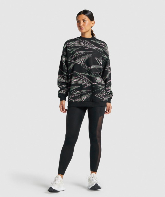 Black / Green Gymshark Zone Graphic Women's Hoodies | US-30VBDXH