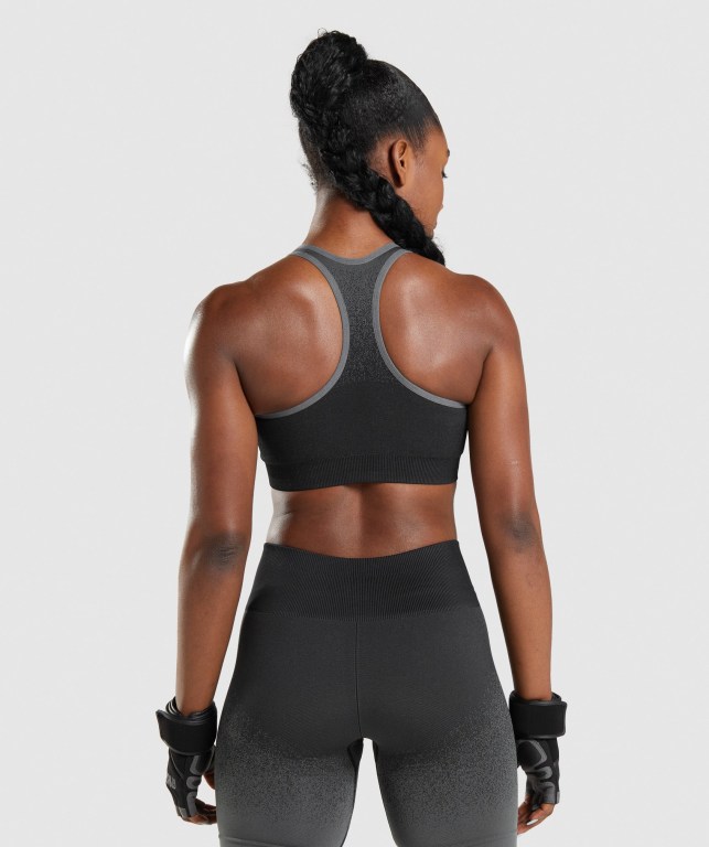 Black / Grey Gymshark Adapt Ombre Seamless Women's Sports Bra | US-50PFDCQ