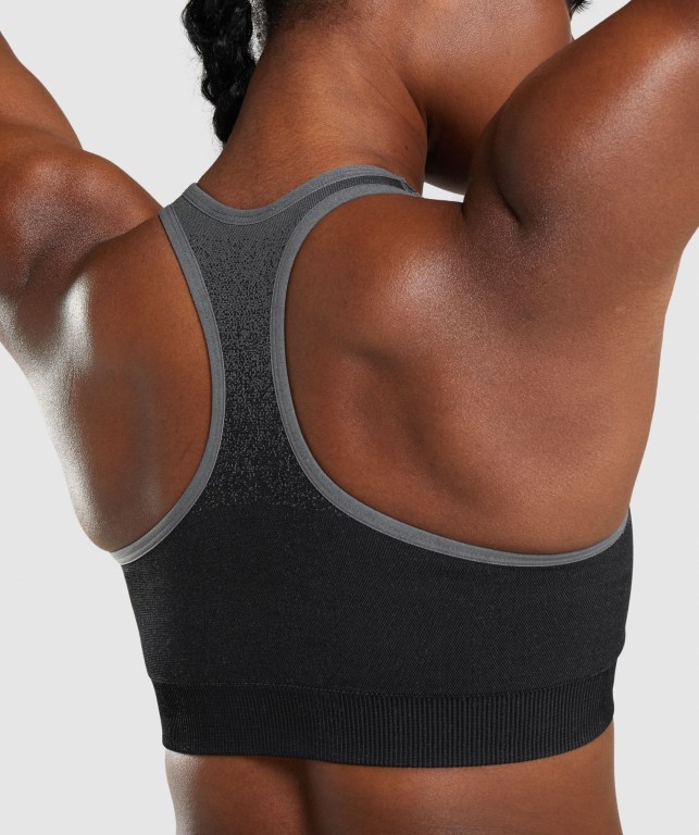 Black / Grey Gymshark Adapt Ombre Seamless Women's Sports Bra | US-50PFDCQ