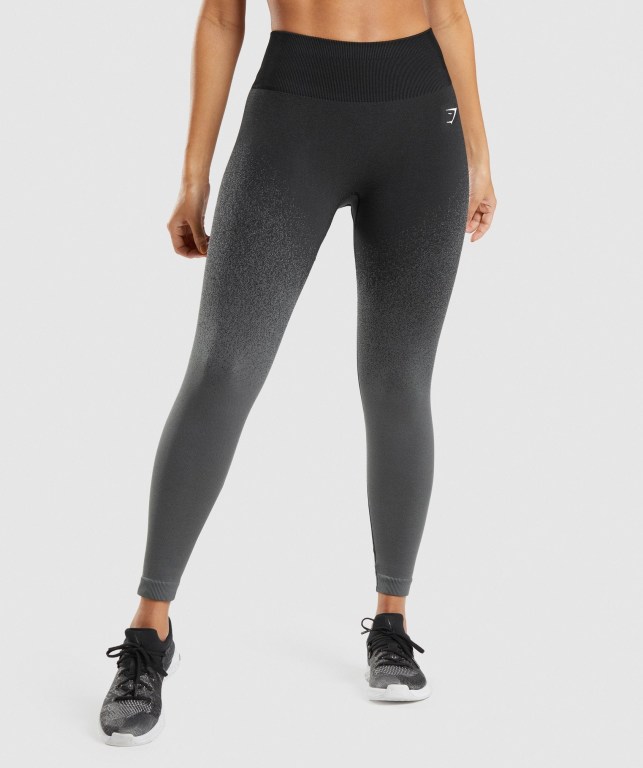 Black / Grey Gymshark Adapt Ombre Seamless High Waisted Women\'s Leggings | US-50ZSETW