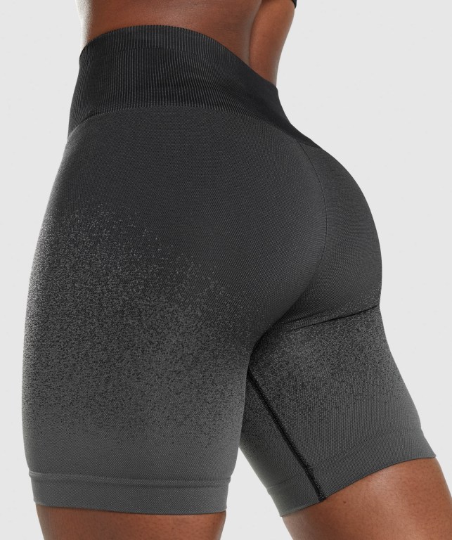 Black / Grey Gymshark Adapt Ombre Seamless Cycling Women's Shorts | US-57UQHPT