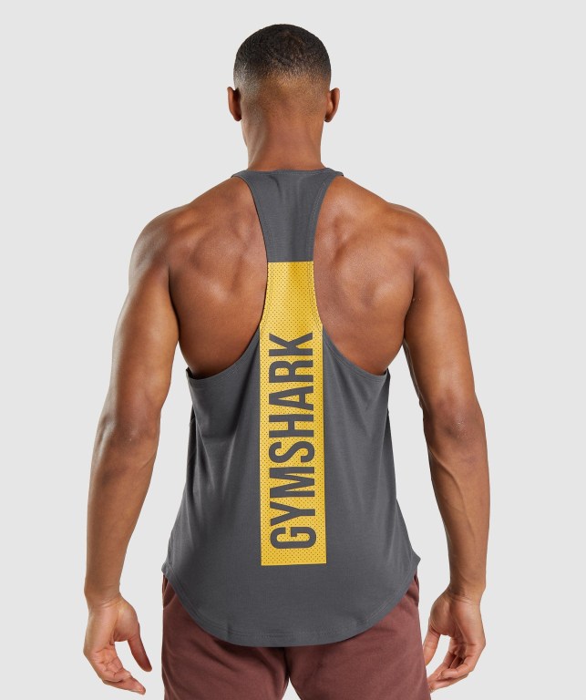 Black Grey Gymshark Bold Men's Tank Tops | US-62QNSYU