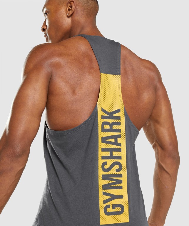 Black Grey Gymshark Bold Men's Tank Tops | US-62QNSYU