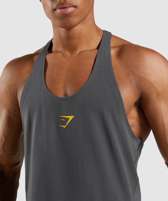 Black Grey Gymshark Bold Men's Tank Tops | US-62QNSYU