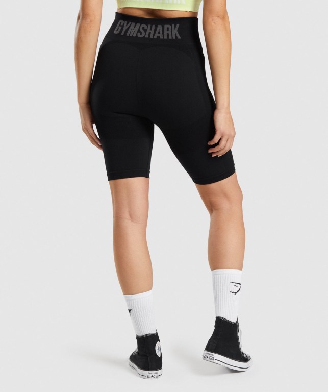 Black / Grey Gymshark Flex Cycling Women's Shorts | US-86IBKGP