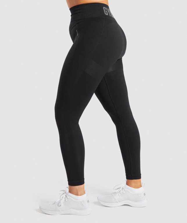 Black / Grey Gymshark Flex High Waisted Women's Leggings | US-82HAQSF